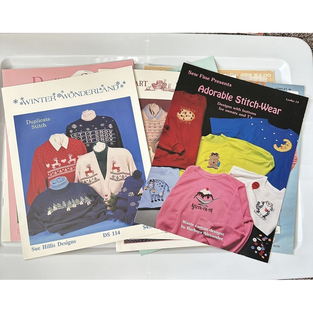 Vintage 80s‎ & 90s Cross Stitch Leaflets Books Clothing Designs Patterns 9 Books